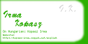 irma kopasz business card